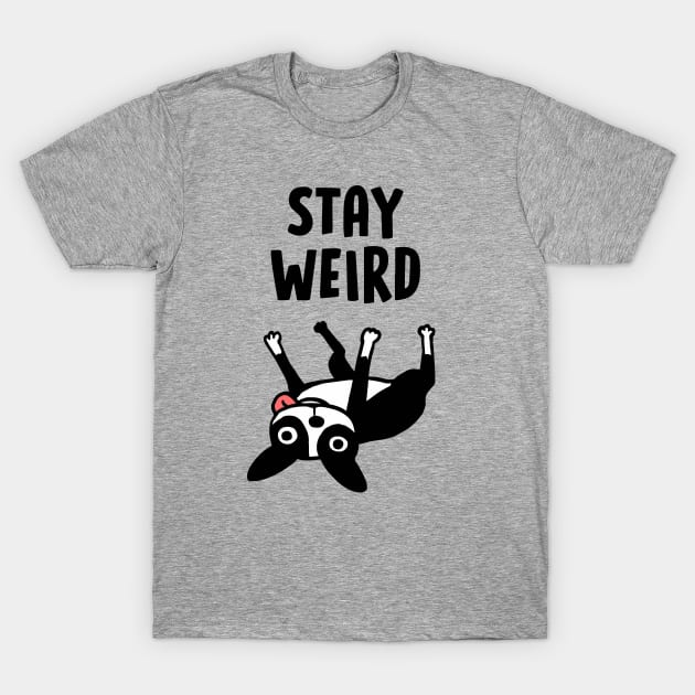 Stay Weird - Funny Boston Terrier Cartoon Dog T-Shirt by Coffee Squirrel